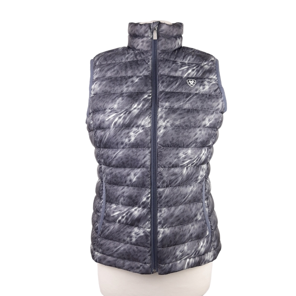 Ariat Ideal Down Lightweight Gilet Size Small Grey Animal Print Equestrian - Picture 4 of 16